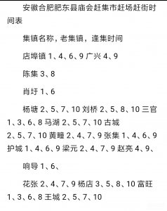 合肥市肥东县赶集日 